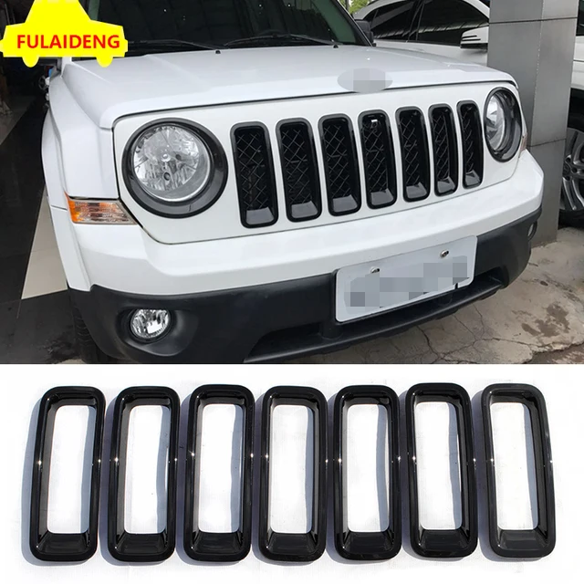 7pcs For Jeep Patriot 2011 2017 ABS Black Front Grill Grille Insert