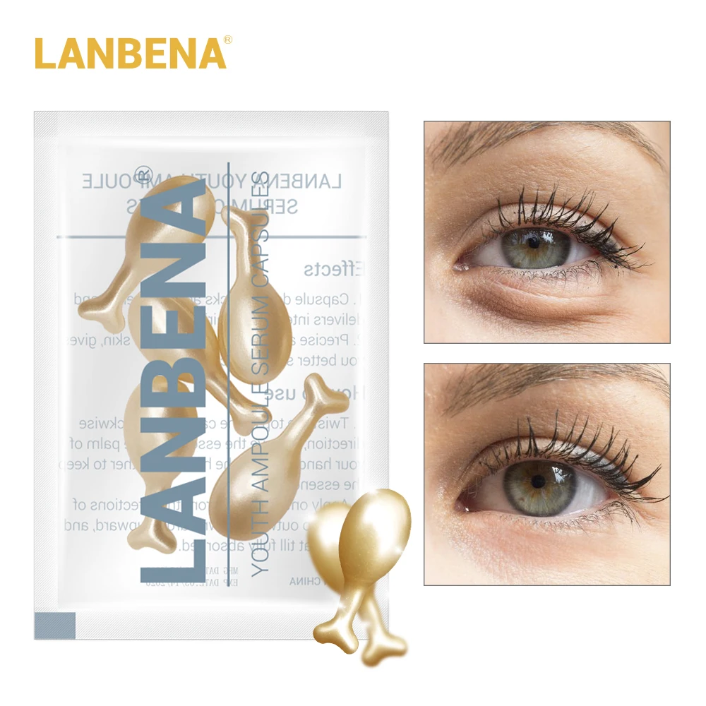 

LANBENA 24K Gold Peptide Wrinkles Eye Ampoule Capsule Eye Serum Anti-Aging Fine Lines Dark Circle Eye Patches Eye Cream 5 Grain