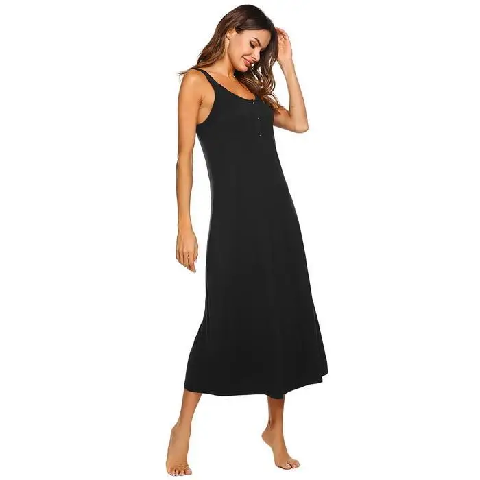 Ekouaer сексуальная ночная рубашка женская ночная рубашка пижамы v-образный Вырез Свободный слинг Длинное ночное платье домашняя одежда для