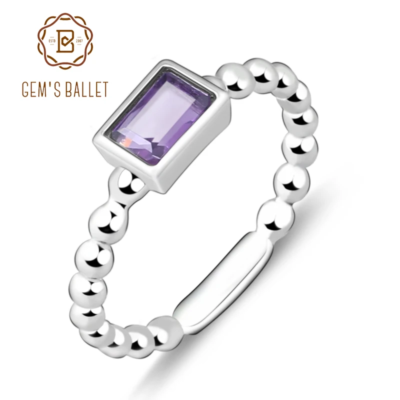 

GEM'S BALLET 0.58Ct Natural Purple Amethyst Gemstone Rings 925 Sterling Silver Trendy Classic Engagement Fine Jewelry for Women