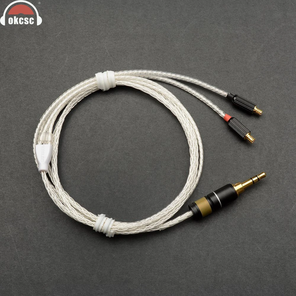 

OKCSC Headphone Cords A2DC Interface Cable 3.5mm Plug Upgrade cable 8 Cores Plated Silver for ATH-CKR100/ATH-CKR90/ATH-CKS1100