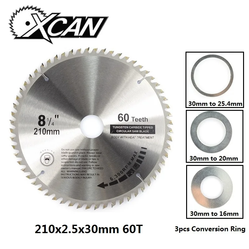 

XCAN 1pc 210x2.5x30mm 60T Carbide Tipped TCT Saw Blade Wood Cutting Saw Blade Disc Circular Saw Blade