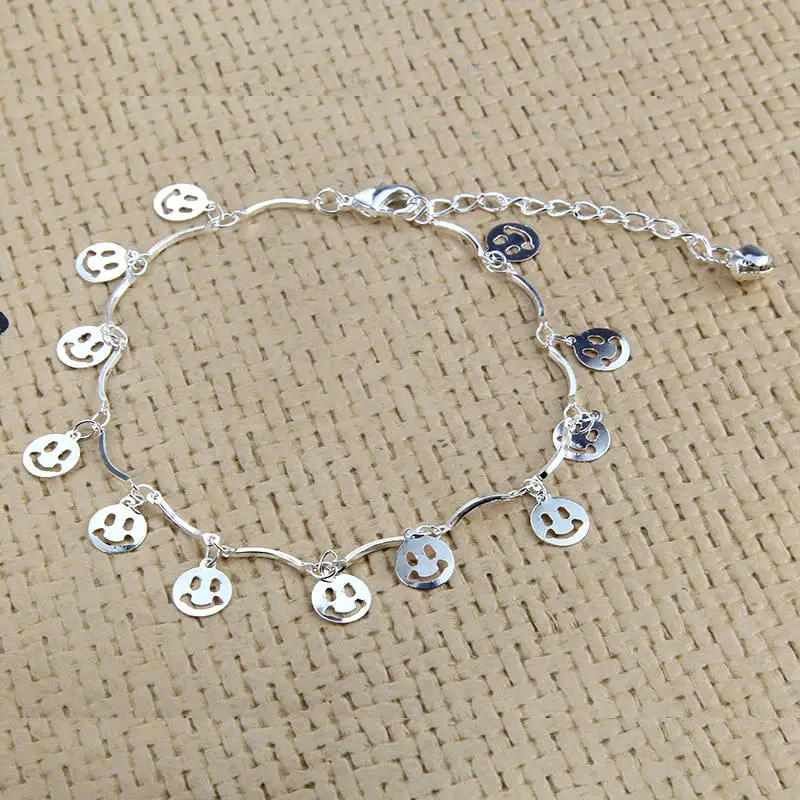 

2019 Summer Beach Anklet Chain Silver Color Butterfly Heart Emojicross Rhinestone Drop Anklet Jewelry Fit Female Accessories
