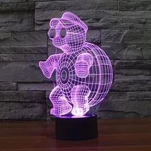 Free Shipping 7 Multi Color Changing Little Tortoise 3D LED Night Light USB LED Decorative Table Lamp Desk Mood Lighting