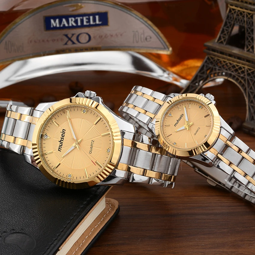 

2018 Muhsein fashion&casual Free Shipping Men's Stainless Steel Quartz Watch Waterproof Men's and Women's