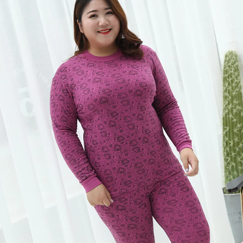 UEICOE новейший осенне-зимний женский ультра мягкий термобелье кальсоны набор размера плюс 3XL-7XL одежда пижамы