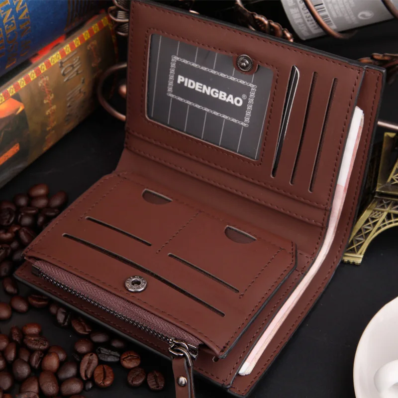 2016 New Arrival Fashion Brand Luxury Mens Wallets Designer PU Nubuck Leather Men Purse Short Style with Coins Bag Men Wallet