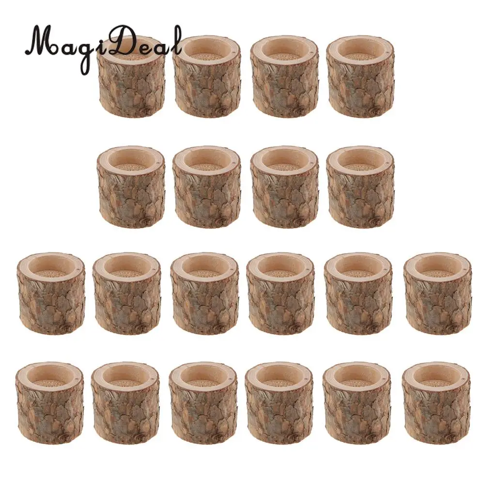 20pcs Natural Tree Branch Stump Wooden Candle Holder Tea Light Holder For Candlelight Dinner Decora 5x5x5cm