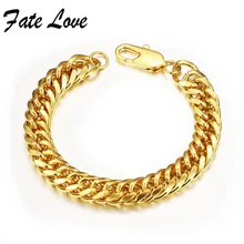 Fate love classic pulsera enlace pulseras de cadena de color oro de lujo de la boda 8/10/12mm hombre pulsos joyas accesorio regalo fl946c