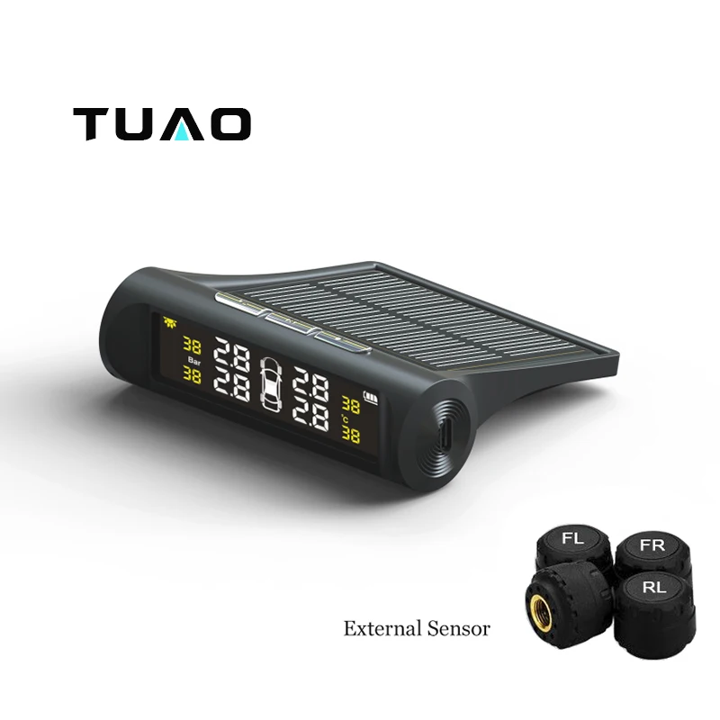 imágenes para TUAO TPMS Sistema de Monitoreo de Presión de Neumáticos de Coches de Energía Solar LCD Pantalla a Color 4 Sensor Externo Auto Sistema de Alarma Del Coche electrónica imágenes para TUAO TPMS Sistema de Monitoreo de Presión de Neumáticos de Coches de Energía Solar LCD Pantalla a Color 4 Sensor Externo Auto Sistema de Alarma Del Coche electrónica