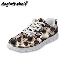 Doginthehole/прогулочная обувь; женские кроссовки; милая собака мопс; спортивная обувь с принтом; дышащие сетчатые женские кроссовки на плоской подошве