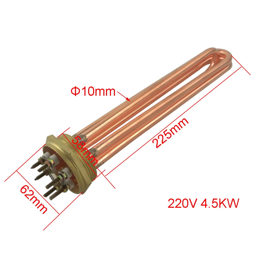 Новинка) DN50 2 дюйма 58 мм медный нагреватель воды элемент 220 В/380 В - Цвет: DN50 225mm 220V