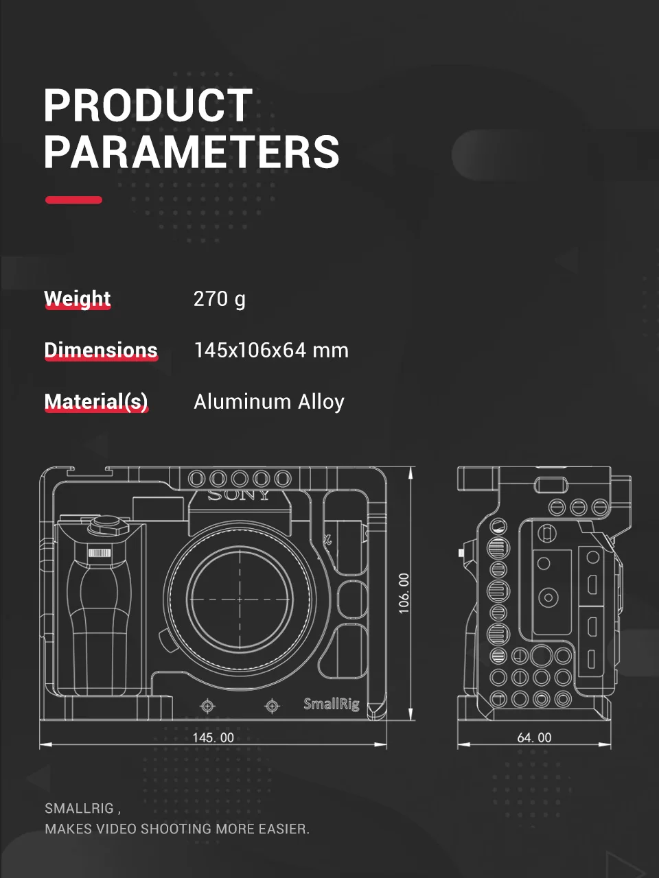 SmallRig A73 Cage A7R3 / A7RIII / A7III Camera Cage for Sony A7R III / A7M3/ A7 III W/ Arri Locating / 4/1 8/3 Threads hole 2087