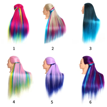 

High-temperature Synthetic Fiber Synthetic Multicolor Gradient Hair Training Models Long Hair 6 Types Optional