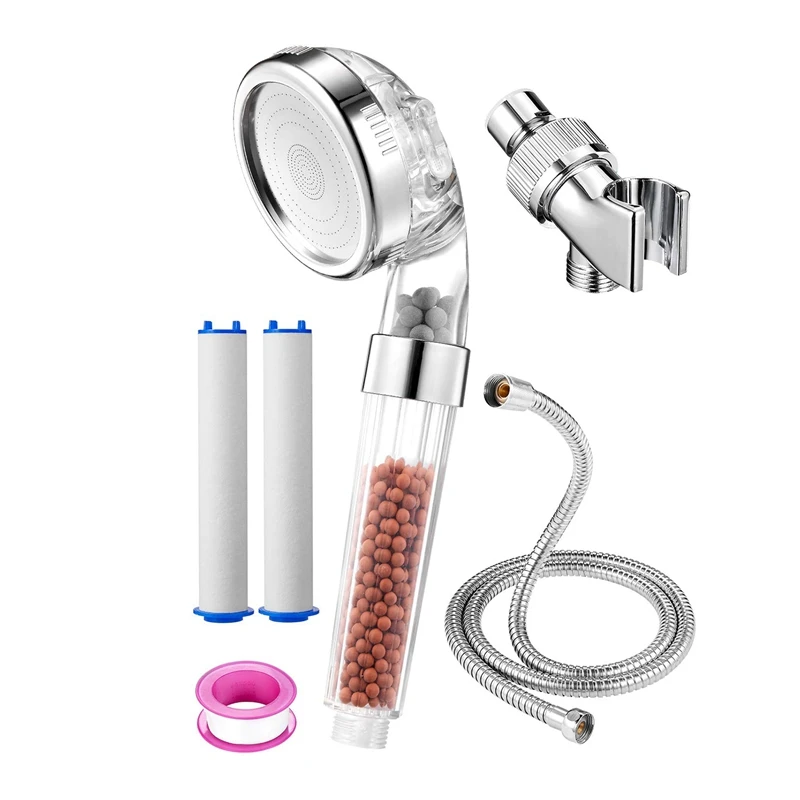 

Filtered Ionic Shower Head with Replacement PP Cotton Filter Hose and Holder, High Pressure Water Saving Detachable Spray Show