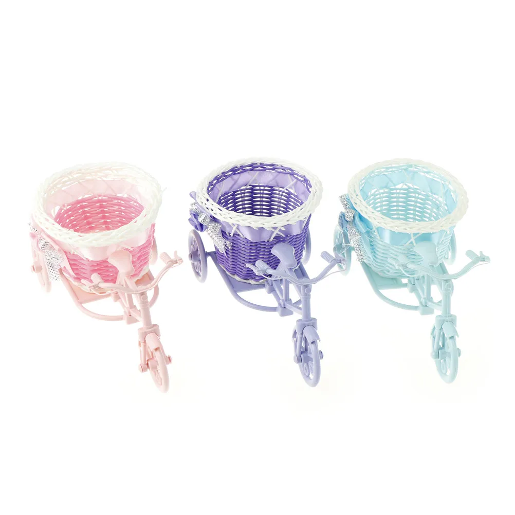 Bike Design Flower Basket Container For Flower Plant Home Weddding Decoration Creative Flower Plastic  Vase