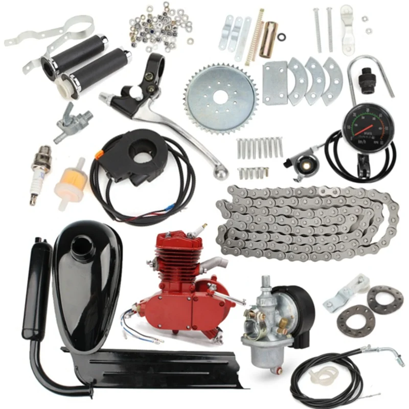 

Upgraded 80cc 2 Stroke Motorized Bicycle Gas Engine Motor Kit with Speedometer Red