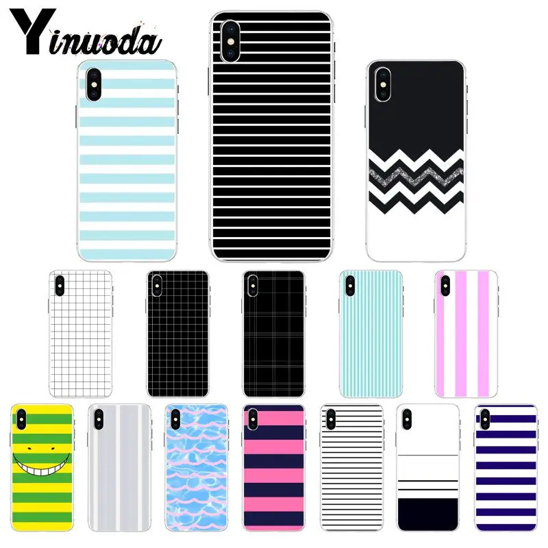 

Yinuoda Colorful stripes black and white Beautiful Phone Accessories Case for Apple iPhone 8 7 6 6S Plus X XS MAX 5 5S SE XR