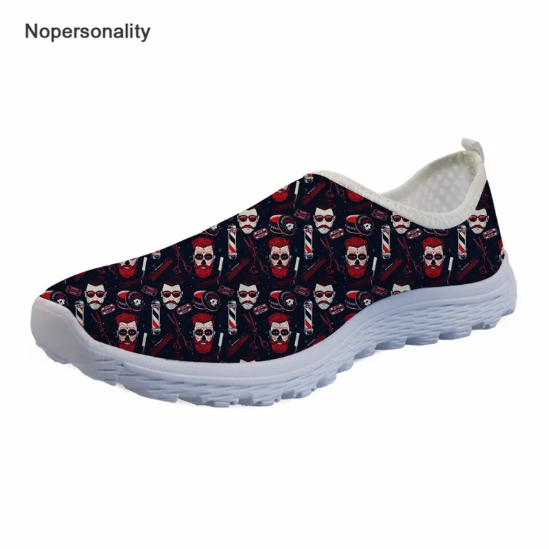 

Nopersonality Women Flat Shoes Barber Pattern Breathable Loafers for Ladies Personality Leisure Sneakers Spring Mesh Shoes