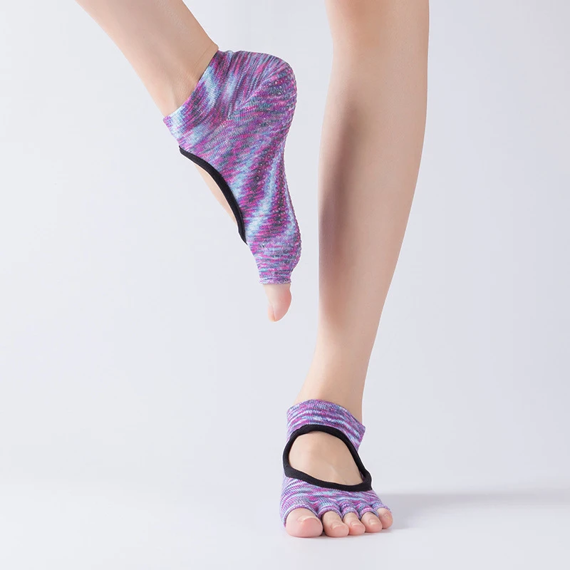 SALSPOR/женские носки для йоги, с открытой спиной, с пятью пальцами, Нескользящие хлопковые носки, гимнастика Спорт Йога, носки для бега, носки для велоспорта
