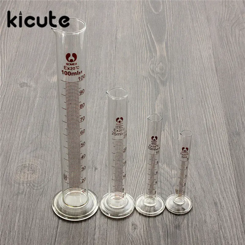 

Kicute New 5ml 10ml 25ml 50ml 100ml Graduated Cylinder Measuring Tool Lab Glass Measuring Container Chemistry Cylinder Set