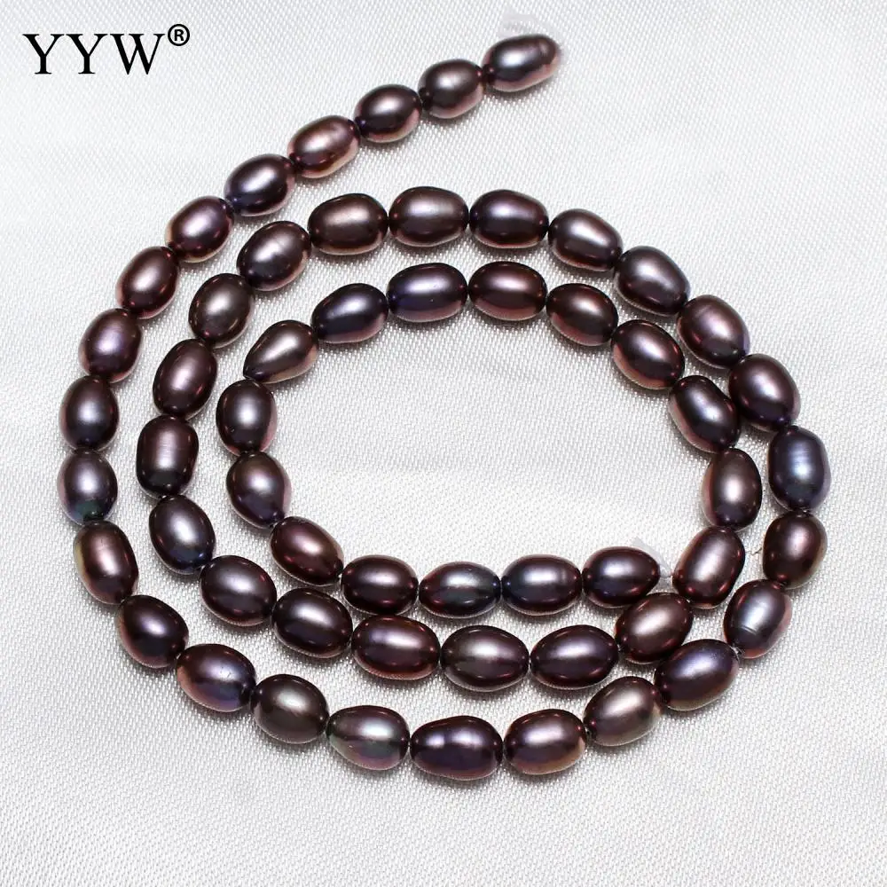 5 6mm Black Cultured Rice Freshwater Pearl Beads Loose Beads for DIY