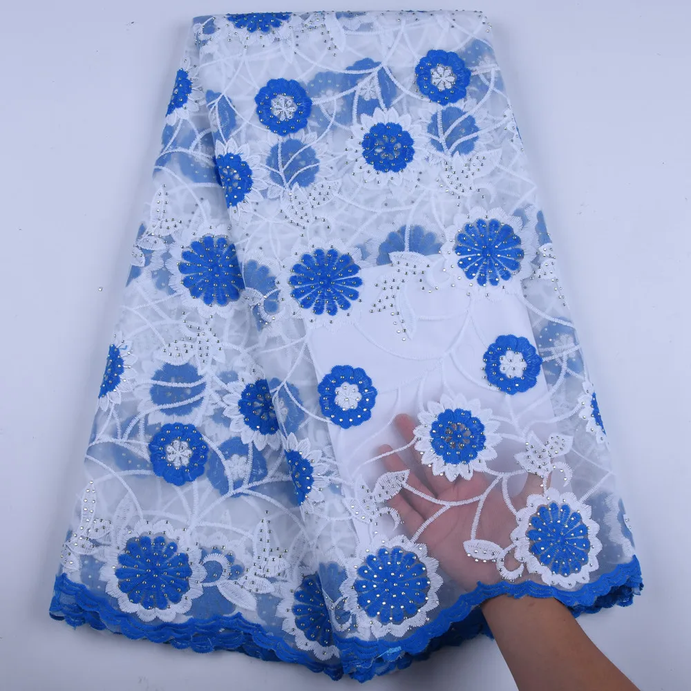 

New Style French Milk Silk Lace Fabric High Quality Nigerian Tulle Lace Fabric With Stone African Dry Lace Fabric For DressF1593
