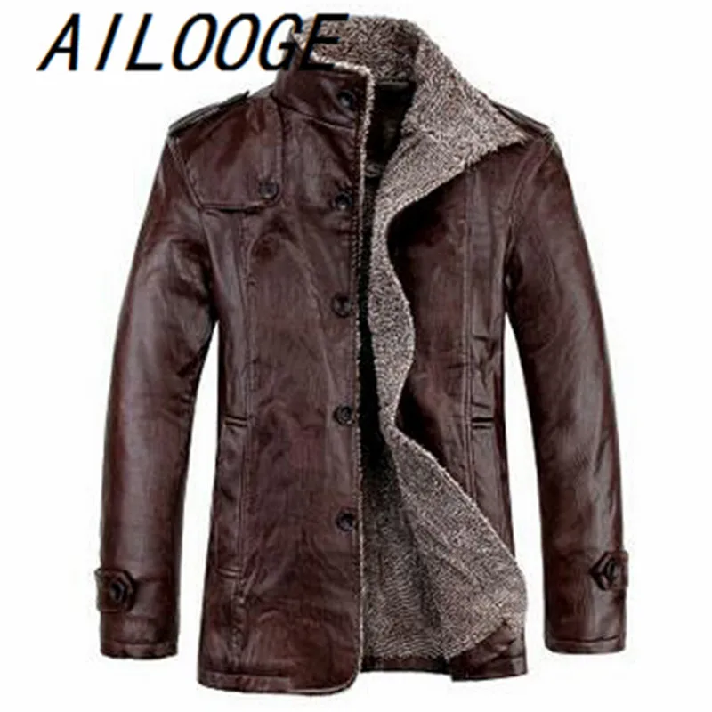 Мужская кожаная куртка на меху Ветровка из кожи 4XL в зимнем стиле|leather windbreaker|leather