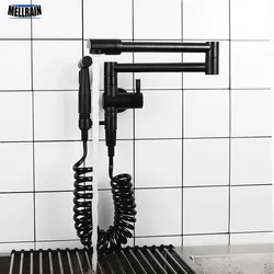 Wall Mounted Kitchen Faucet Brass Single Cold Sink Water Tap With Bidet Sprayer Matte Black ,Brushed Nickel & Chrome Faucet