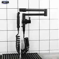 Wall Mounted Kitchen Faucet Brass Single Cold Sink Water Tap With Bidet Sprayer Matte Black ,Brushed Nickel & Chrome Faucet