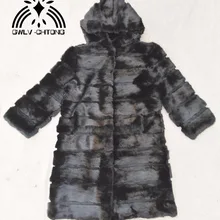 Натуральное пальто из кроличьего меха с капюшоном, женская модная куртка на заказ любого размера