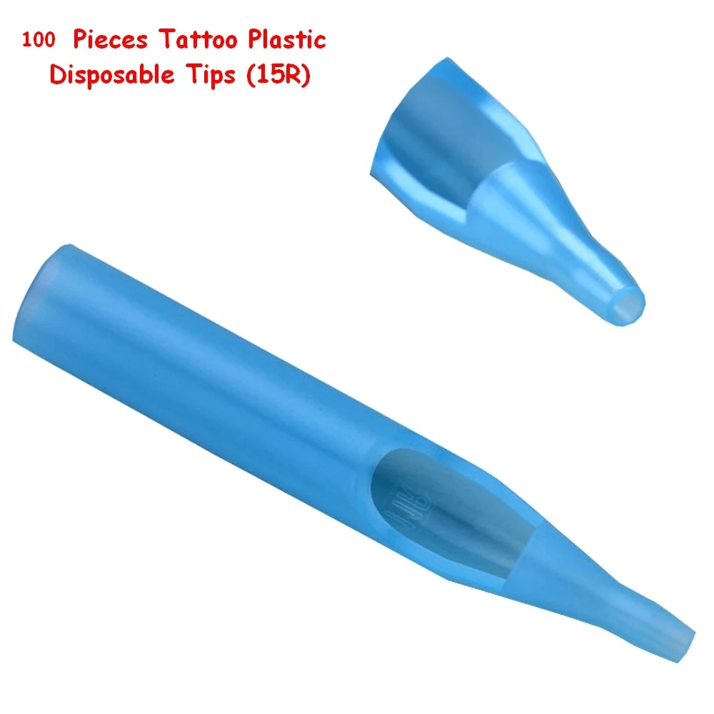Disposable Tattoo Tips 15R Sterile Assorted Blue Plastic Nozzles Tube
