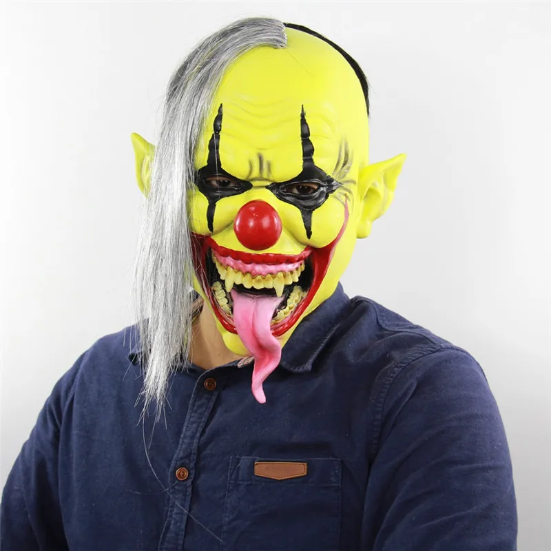 Высокое качество страшная маска на Хеллоуин клоун латекс полный большой рот красный нос Косплей демона Ужасы маски маскарад призрак