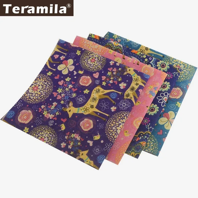 Teramila холст хлопчатобумажная льняная ткань Sika Deer Design DIY подушки занавески 4 шт. 45x45