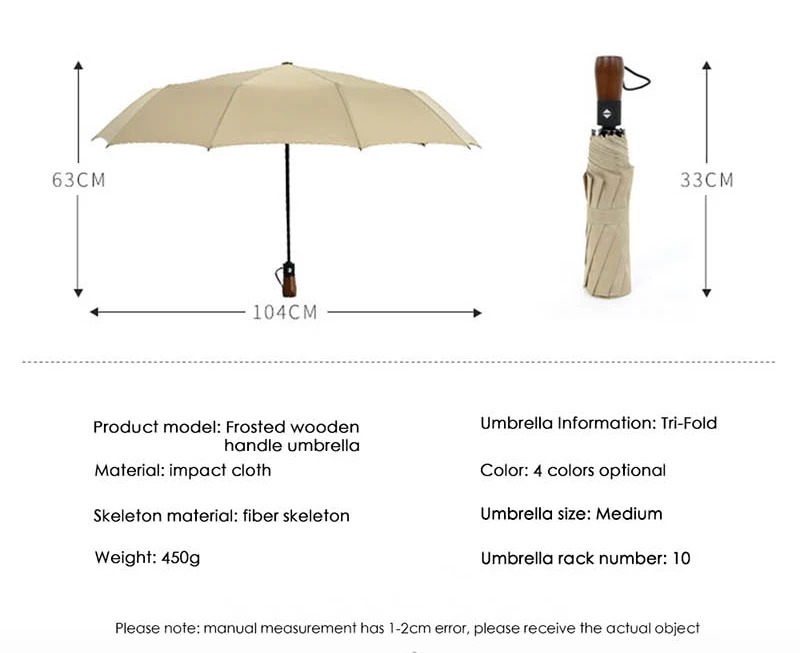 Горячая Распродажа, автоматический зонт с тремя складными 10 ребрами, с деревянной ручкой, деловой мужской зонт, Женский Зонт от дождя, ветрозащитные Зонты