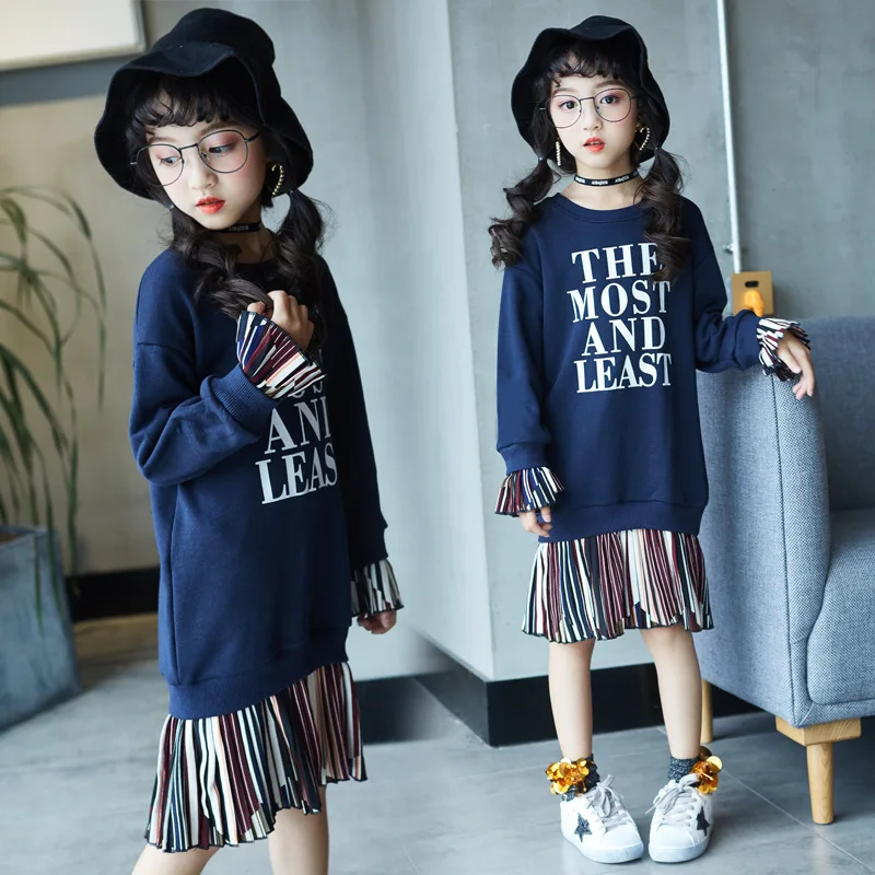 

Kids Girls Shirt Dress 2018 Teenagers Fall Baby Girl Boutique Clothes Cotton Long Sleeve Sweatshirt Casual Dresses 8 10 12 13 14