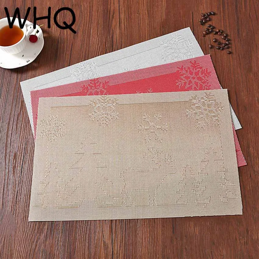 Whq 4 قطعة/الوحدة 45x30 سنتيمتر placemat أوروبا ندفة الثلج الغزلان نمط المستطيل طاولة القهوة طاولة الطعام البلاستيكية القرص عاء الوقايات