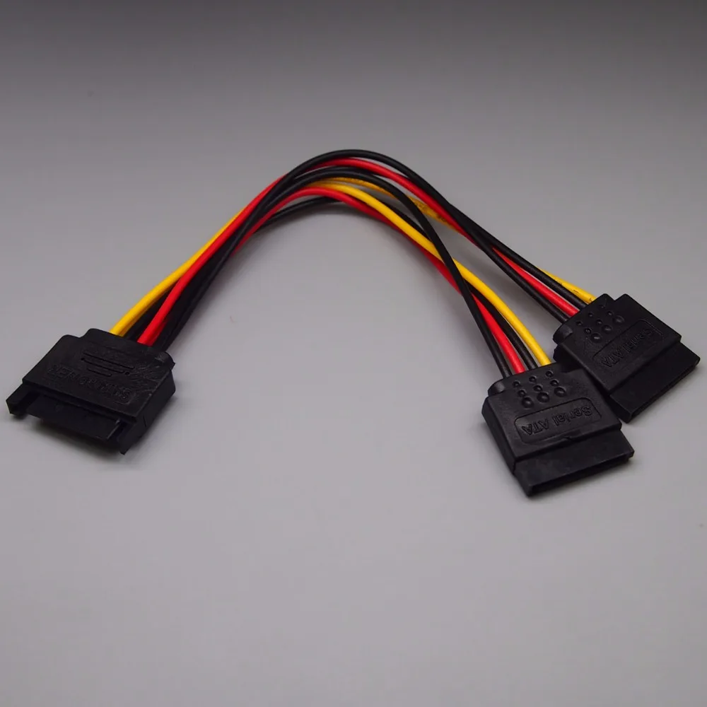 25 шт. SATA 15Pin штекерным 2x15Pin Женский SATA Мощность кабеля Y Splitter SATA адаптер удлинитель