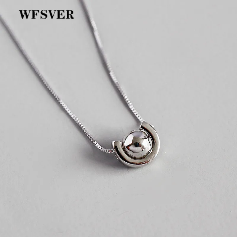 

WFSVER 925 sterling silver korea style U shape bead pendant necklace for women personality necklace fine jewelry present