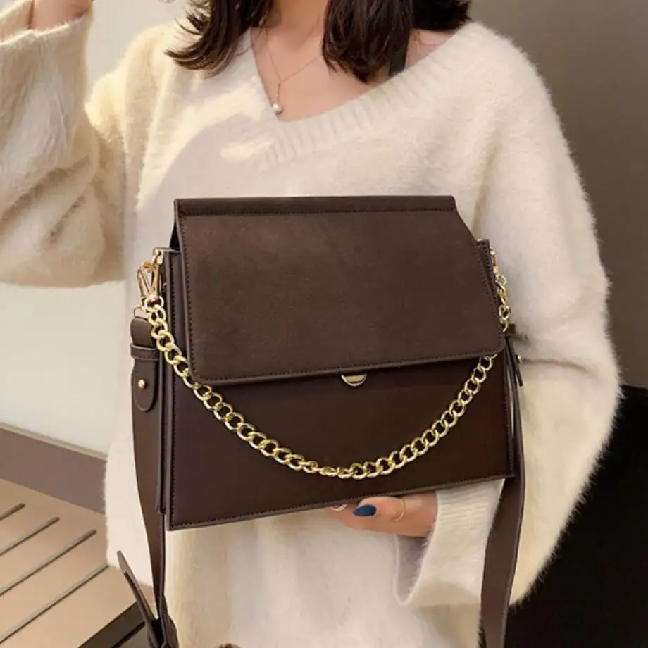 

Vintage Fashion Lady Square bag 2019 New Quality Matte PU Leather Women's Designer Handbag Chain Tote Shoulder Messenger Bags
