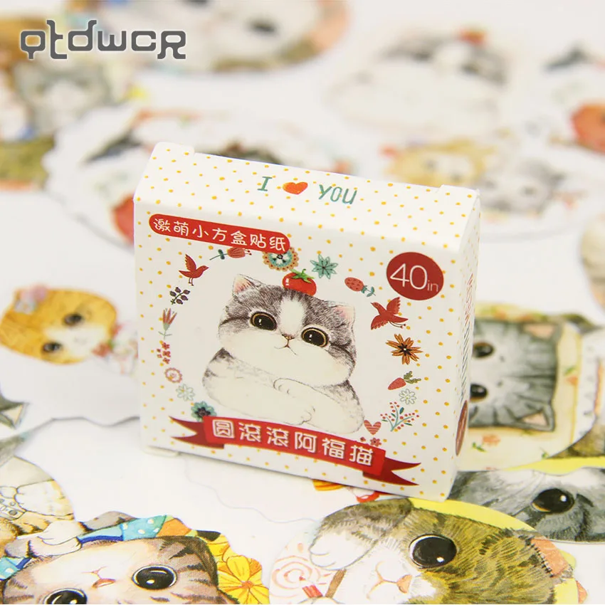 

40PCS/Lot Cute Fat Cat Mini DIY Paper Sticker Set Decoration Diary Scrapbooking Seal Sticker School Supplies