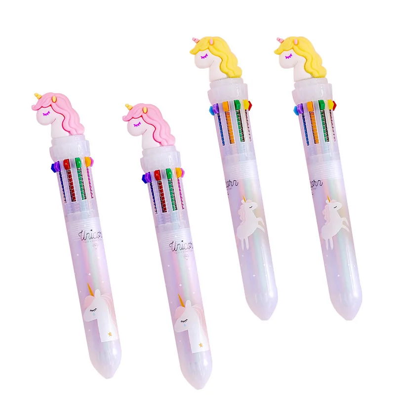 Colorful Cartoon Rainbow Unicorn 10 Colors Ballpoint Pen School Office Supply Writing Supply Gift Stationery Papelaria Escolar