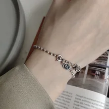 Браслет из стерлингового серебра 925 пробы, индивидуальная мода, на заказ, корона, шар, цепь, башня, пряжка, браслет, ретро стиль, Женская Ручная бижутерия