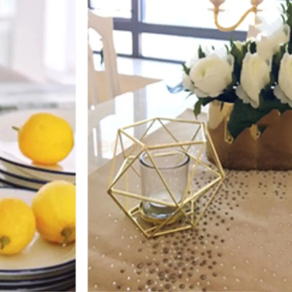 4-set Geometric Polished Tealight Candle Holder Table Top Centerpiece Weddings Events Parties Decor	
