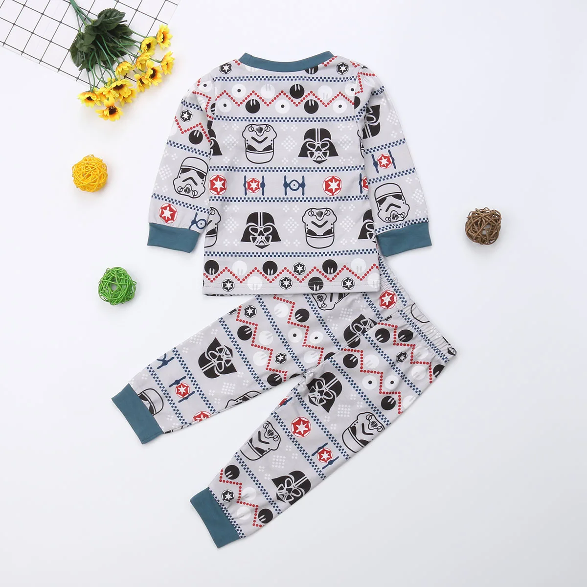 Pudcoco/Рождественские одинаковые пижамы для всей семьи с принтом «Звездные войны»; пижамы; Рождественская одежда для сна; одежда для сна для мальчиков и девочек; Рождественский пижамный комплект