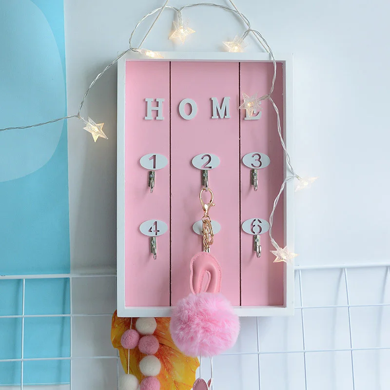 

Wall Mounted Key Holder Wooden Key Hanger with 6 Hook Wall Decorative Holder HG99