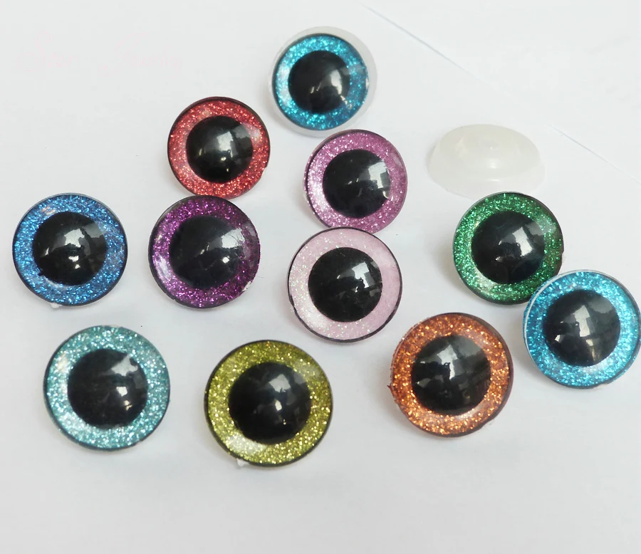60set 24mm plastic round clear safety toy eyes + glitter Nonwovens