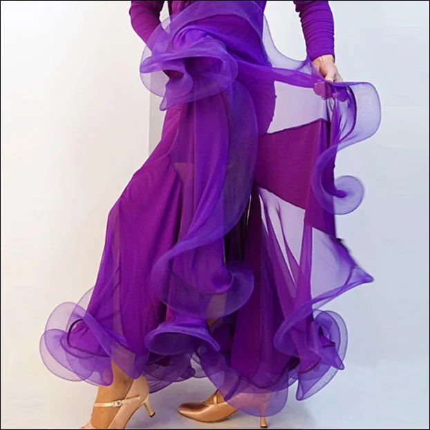 Женская Современная стандартная юбка для танца фламенко, черного и фиолетового цвета, юбка для бальных танцев, платье для сальсы, профессиональные юбки, женские платья, 7 цветов