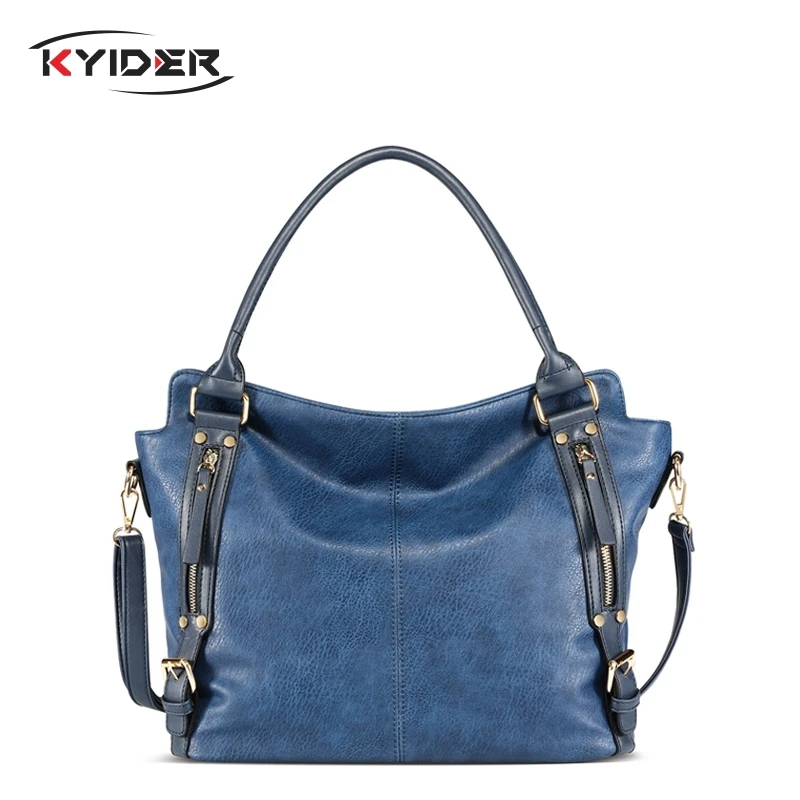 

KYIDER Vintage PU Leather Big Women Handbag Shoulder Bags Casual Totes Women Bag Lady Crossbody Bag Messenger Bag Retro Black