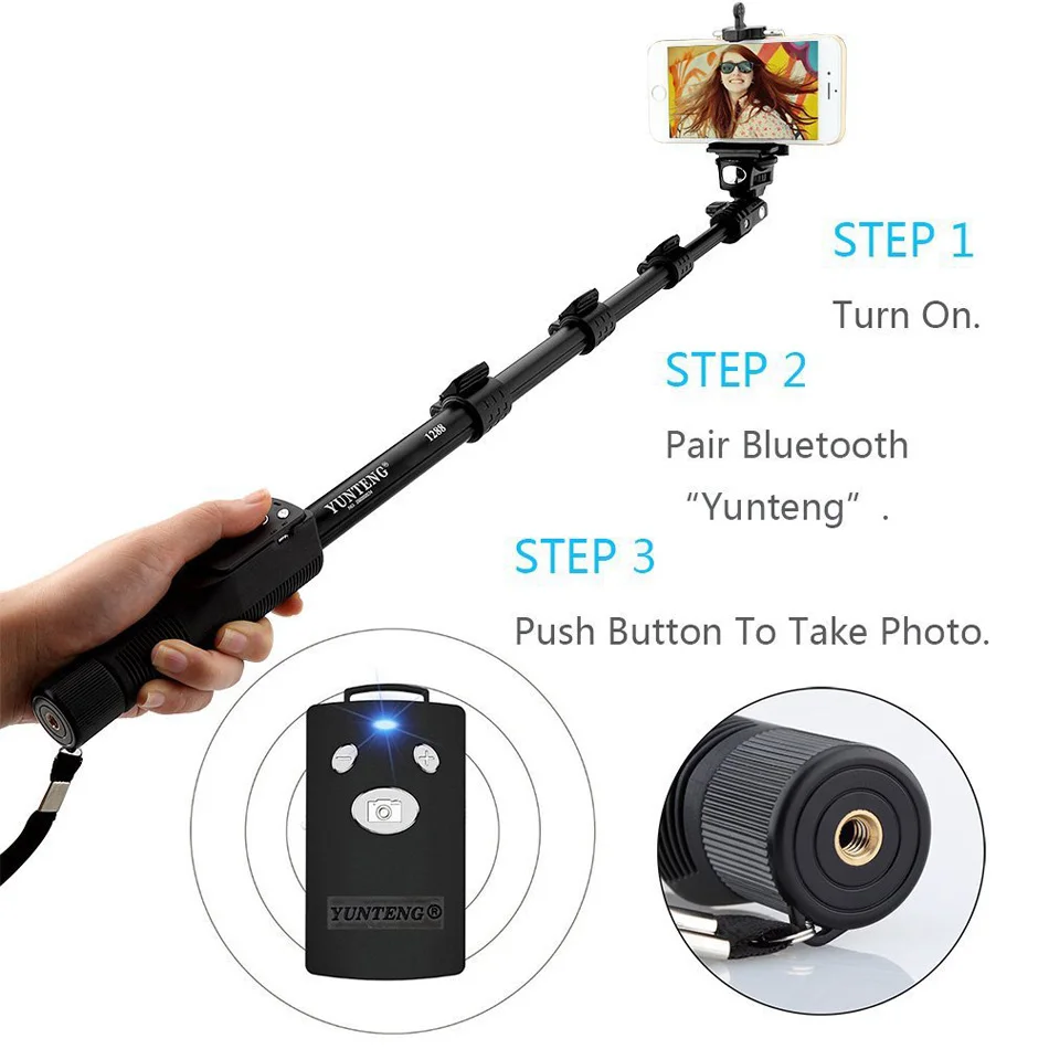 New yunteng 1288 selfie stick bluetooth for iphone android smartphone portable bluetooth monopod for xiaomi Camera samsung GoPro-in Selfie Sticks from ...
